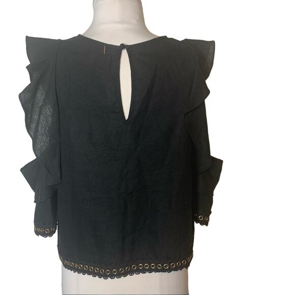 Misa aline cold shoulder grommet top black sz s Small - Picture 8 of 8